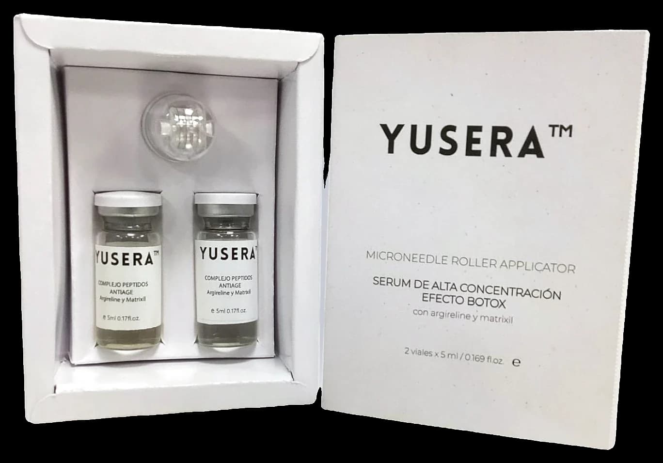 Kit de dos viales de Sérum de Alta Concentración Efecto Botox de Yusera con aplicador roller de microagujas